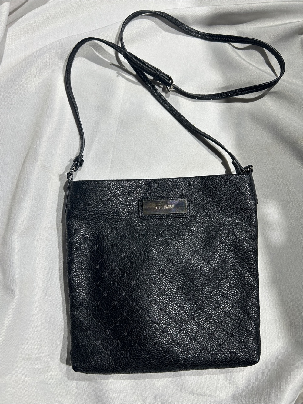 Steve Madden Black Crossbody Shoulder Bag with Logo Plaque